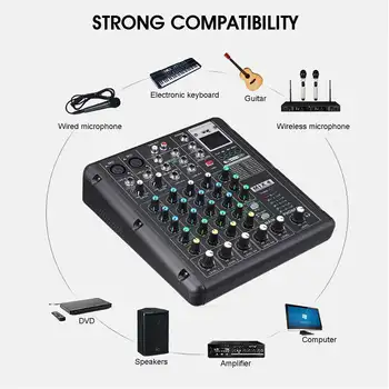 6 Canal Bluetooth DJ Microfon mixer Audio Contrl LED Digital Display Flux de Muzică Karaoke Jucători Pentru Karaoke KTV Meci de Petrecere
