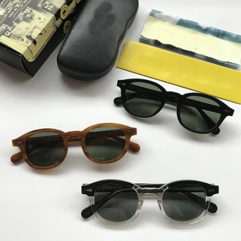 Johnny Depp Acetat Polarizat ochelari de Soare Barbati Femei Vintage Brand de Lux Ochelari de Soare Ochelari rotunzi Rama de Ochelari Cadru UV400