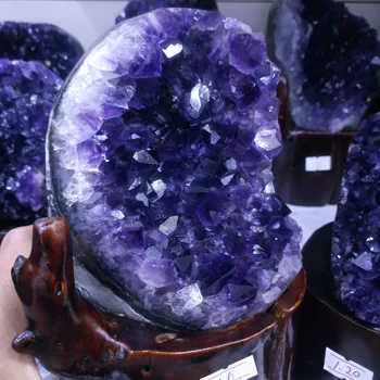 1,4 kg Naturale violet cristal grup naturale Uruguay ametist pestera decor + baza