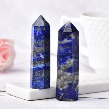 1 BUC Cristal Natural Lapis Lazuli Hexagonale Coloană de Cristal de Cuarț Punct de Vindecare Minerale Turn Ornament DIY Cadou Home Decor
