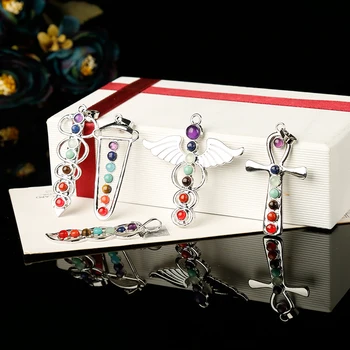 1 BUC Elegant colorate Minunat naturale pandantiv bijuterii pandantiv colier Șapte Chakre vindecare cristale Trimite cupluri DIY cadou