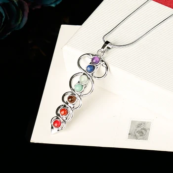1 BUC Elegant colorate Minunat naturale pandantiv bijuterii pandantiv colier Șapte Chakre vindecare cristale Trimite cupluri DIY cadou