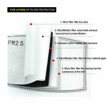 10-100BUC PM2.5 Anti Ceata Gura Masca Filtru Înlocuibil-felie 5 Straturi Non-țesute Filtru de Carbon activ Măști de față Garnitură