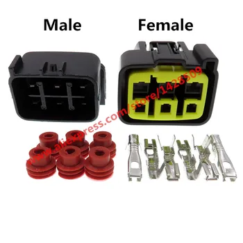 10 Seturi 6 Pini de sex Feminin de sex Masculin Sârmă Exploatați Impermeabil PA66 Auto Motocicleta Conector