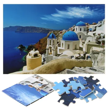 1000 De Bucăți Santorini Biserica Puzzle Pentru Adulți Peisaj Bay Castelul Puzzle Jucarii Pentru Adolescenti Intellective Jucărie De Învățământ