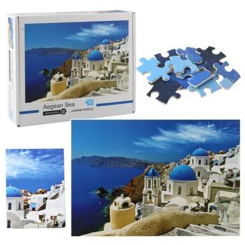 1000 De Bucăți Santorini Biserica Puzzle Pentru Adulți Peisaj Bay Castelul Puzzle Jucarii Pentru Adolescenti Intellective Jucărie De Învățământ