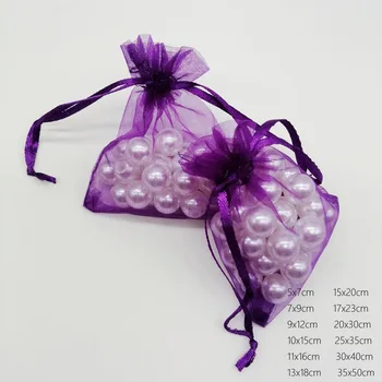1000pcs Violet Închis Organza Sac Cordon Pungă Sac de Bijuterii Pungi Cadouri Pentru Nunta/Crăciun/Bijuterii Display de Ambalare Saci de DIY