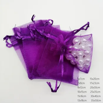 1000pcs Violet Închis Organza Sac Cordon Pungă Sac de Bijuterii Pungi Cadouri Pentru Nunta/Crăciun/Bijuterii Display de Ambalare Saci de DIY