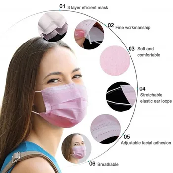 100buc Colorat Masca de Unică folosință Nonwove 3 Straturi Straturi Mască cu Filtru gura mască filtru de siguranță Respirabil măști de Protecție