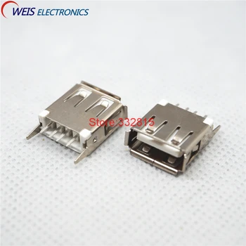 100BUC conector USB de sex Feminin Tip soclu la 180 de grade direct pin AF180 4 pini 13.7 mm mufa cupru shell transport Gratuit