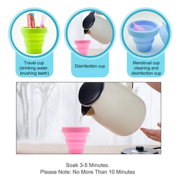 100buc Cupa Menstruala sterilizator Pliabil din Silicon flexibile Ceașcă curată doamna ceașcă de Igienă Feminină de Camping Pliabil Steriliza Cupa