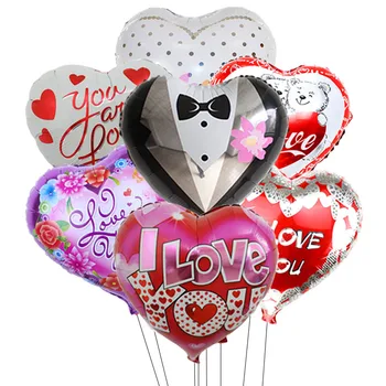 10buc 18inch Inima Balon de Folie de Aer de Nunta de Decorare Ziua de nastere Balon cu Heliu Balon Petrecere de Ziua Îndrăgostiților Consumabile pline de Culoare