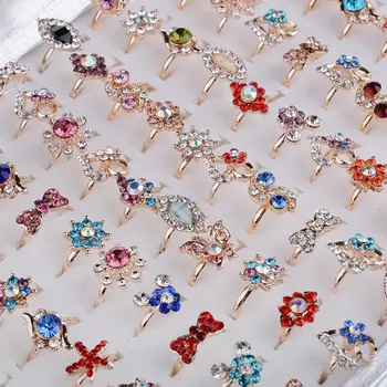 10buc Stil Mixt Arc Forma de Floare o Mulțime de Bijuterii de Cristal Colorate Stras Copil Copii Inele pentru Femei Fete