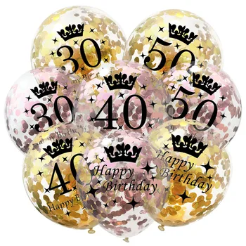 10Pcs de 12 țoli 16/18/30/40-a zi de Naștere Fericită Sequin Confetti Baloane Rotunde din Latex cu Heliu Balon Adult Consumabile Partid Ziua de nastere