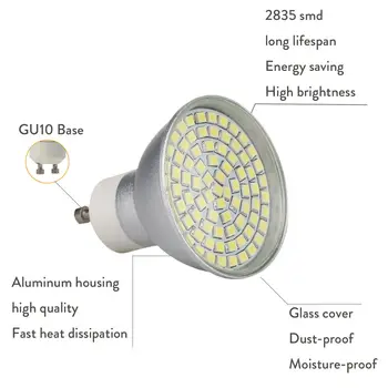 10X GU10 LED lumina Reflectoarelor Becuri de 3W 5W 7W Înlocui cu Halogen 15W 25W 35W Lampa AC 220V 2835 SMD Rece Alb Cald de Lumină la fața Locului 48/60/80 Led-uri