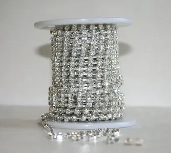 10yards/rola SS6-SS38(2.0 mm-9.0 mm) Clar de Cristal de culoare de bază de argint stras lanț de cupa pentru bijuterii diy de a face accesorii