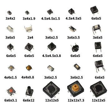 125Pcs 25Types Asortate Micro Buton Tact Comutator Resetare Mini Frunze Comutator SMD 2*4 3*6 4*4 6*6