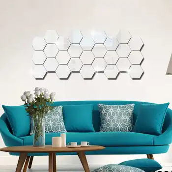 12Pcs 3D Autocolante de Perete Reflectorizant Hexagon Vinil Oglindă de Perete Autocolante Decor Acasă Decor pentru Living DIY Decalcomanii