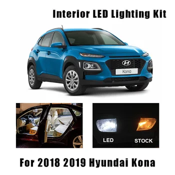 12pcs Alb Canbus fara Eroare Masina Becuri cu LED-uri de Interior Dome Harta Lectură Kit de Lumina Pentru 2018 2019 Hyundai Kona Lumină de inmatriculare