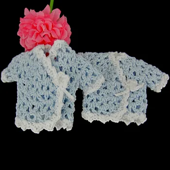 12pcs miniatură croșetat maneci scurte pulover de flori pentru copil de dus petrecerea de botez decoratiuni de masă 9.0 x 6.0 cm