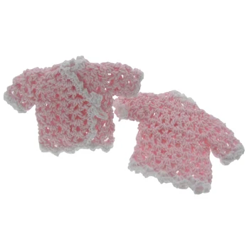 12pcs miniatură croșetat maneci scurte pulover de flori pentru copil de dus petrecerea de botez decoratiuni de masă 9.0 x 6.0 cm