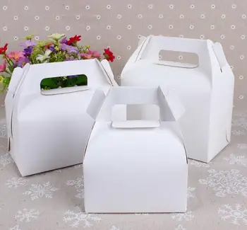15 buc/lot en-Gros de hârtie Kraft Tort Cutie cu maner,maro cupa tort cutie cu maner,nunta de hârtie carton tort caseta de alb