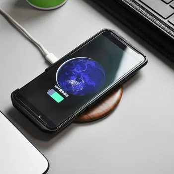 15W Qi Wireless Charger pentru iPhone 8 X XS MAX Lemn Ultra-subțire, Rapid de Încărcare Încărcător pentru Samsung Galaxy S7 S8 S9 S10 Plus