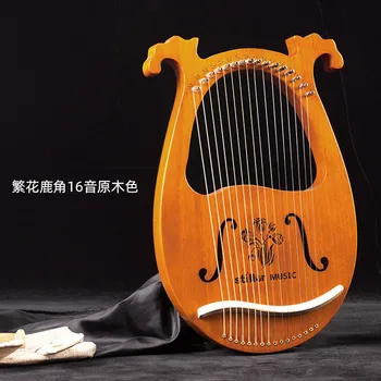 16 Siruri de caractere de Lemn de Mahon Liră Harpă, Instrument Muzical 16 Siruri de caractere Instrument cu Coarde Liră Harpă cu Tuning Instrument pentru Incepatori