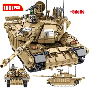 1687PCS Militare Challenger 2 Tanc Principal de Luptă Model de temelie Pentru WW2 Soldat al Armatei Cifre Bicks Jucării Pentru Băieți
