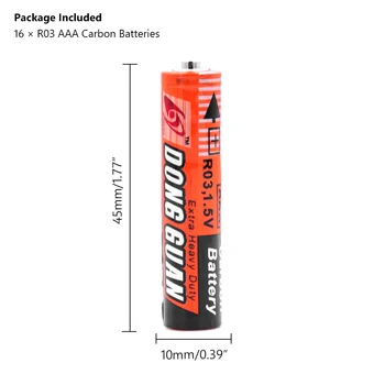 16Pcs 1.5 V Baterie AAA UM4 R03 AM4 Zinc-Carbon-Baterii Pentru Lanterna Jucării Originale 1.5 V AAA Carbon Acumulator Uscat UM4 R03 K3A