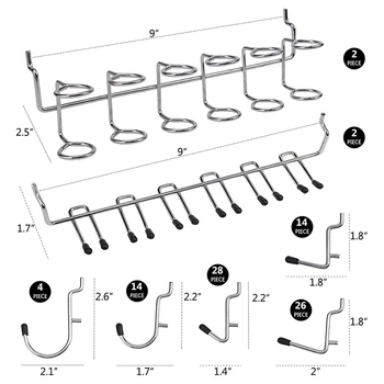 170 BUC Pegboard Cârlig Sortiment Pegboard Accesorii, Pegboard Kit, Cârlige Cuier cu Cârlige de Metal Set, Peg Încuietori