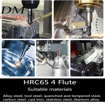 1buc HRC65 Carbură Solidă 4 Fluiere 1/1.5/2/2.5/3/3.5/4/5/6mm Plat End Mills freze CNC Instrumente Pentru oțel,oțel inoxidabil