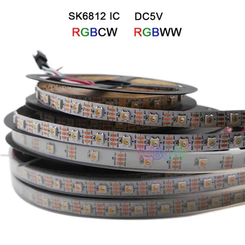 1m/4m/5m SK6812 (similar ws2812b ) RGBW 4 în 1 30/60/144 led-uri/pixles/m;individuale adresabile benzi cu led-uri IP30/IP67 DC5V
