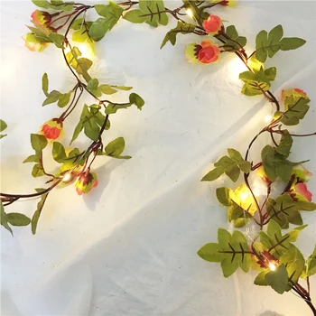 2.2 M Frumoasă Floare Trandafir Ghirlanda Led String Cu Cupru Flexibile LED Lumină de Vacanță AA Baterie Florale Benzi cu Led-uri de Iluminat