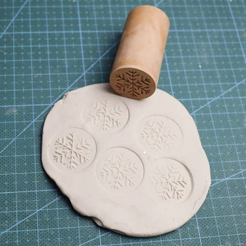 2,5 cm Fulg de Zăpadă Model Textura Sculptate manual din Lemn de Timbre pentru Imprimare DIY de Lut de Imprimare Blocuri de Lut Instrumente