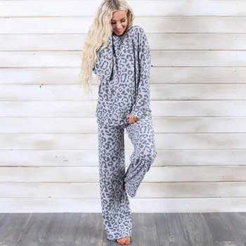 2 buc de Femei de Moda Set de Pijama Toamna Leopard Imprimate O-Gât cu Mâneci Lungi Topuri Pantaloni Seturi Casual sex Feminin Pijamale Homewear #1