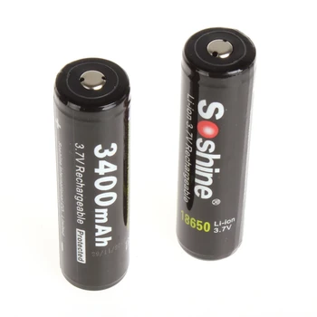 2 buc de Mare Capacitate Soshine 18650 3400mAh 3.7 V Baterie Reîncărcabilă Protejate Mare de Descărcare de gestiune Baterii Li-ion cu cutie Baterie