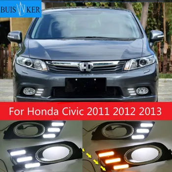 2 buc LED DRL Auto Lumina de zi Lumini de Zi cu Semnalizare Lampă de Ceață Acoperă Pentru Honda Civic 2011 2012 2013