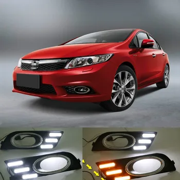 2 buc LED DRL Auto Lumina de zi Lumini de Zi cu Semnalizare Lampă de Ceață Acoperă Pentru Honda Civic 2011 2012 2013