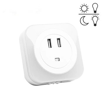 2 USB Port de Încărcare prin Inducție Acasă Lampa de Noapte Cadou Dormitor Copii Mini Senzor Inteligent de Lumină de Control cu LED-uri Lumina de Noapte Copilul UE/SUA Plug