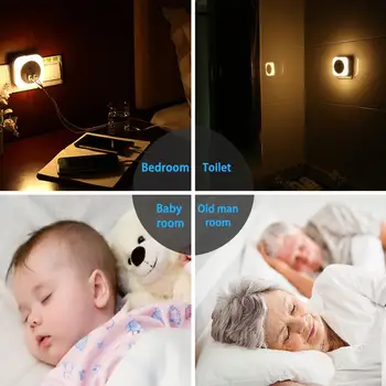 2 USB Port de Încărcare prin Inducție Acasă Lampa de Noapte Cadou Dormitor Copii Mini Senzor Inteligent de Lumină de Control cu LED-uri Lumina de Noapte Copilul UE/SUA Plug