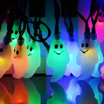 20 Led-uri Fantoma Solare Șir de Lumini de Halloween Exterior Impermeabil Energie Solară Lumină pentru Grădină, Terasă Curte, Petreceri de Craciun