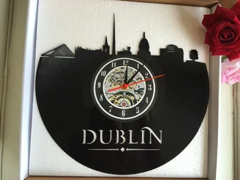 2017 Dublin Art Vinil Ceas Cadou Cameră Modernă de Înregistrare Acasă Decor de Epocă saat,, reloj mare