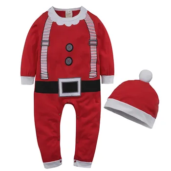 2018 Nou-Născut De Crăciun Salopetă Pentru Copii Costum De Haine De Primavara Baby Boy Fata De Copii Îmbrăcăminte Pentru Sugari Set Top+Hat Salopete