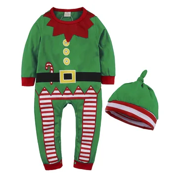 2018 Nou-Născut De Crăciun Salopetă Pentru Copii Costum De Haine De Primavara Baby Boy Fata De Copii Îmbrăcăminte Pentru Sugari Set Top+Hat Salopete