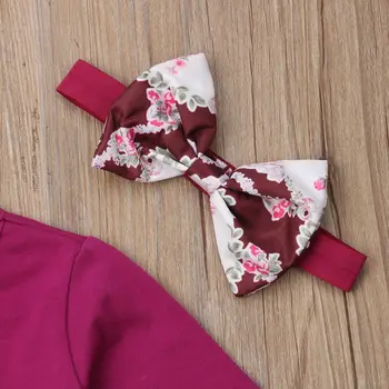 2018 Nou Toamna copii pentru Copii Copilul Fete Dress 2 BUC Bowknot Print Floral a-Line Rochie de Printesa Bentita