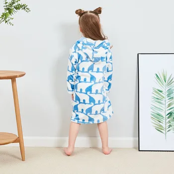 2019 Iarna Flanel Copii Pijamale Halat cu Gluga pentru Fete de Cald Halat de baie Drăguț Animale Desene animate PrintChildren Pijama Pentru Baieti 2-8Y