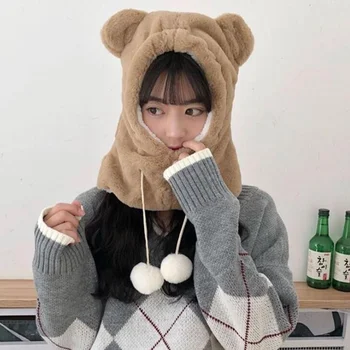 2019 Moda De Iarna Femei Drăguț Urs De Pluș Capac Cald Pălării În Aer Liber Fete Blană De Raton Căciuli Capace