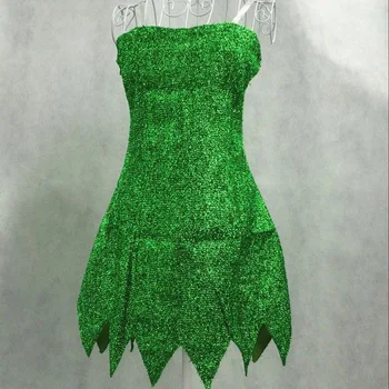 2019 Nou Magic Fairy Cosplay Costum Tinker Bell Verde adult Rochie Tinkerbell Petrecere de Halloween Cosplay Sexy Rochii Mini Cu Peruca