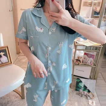 2019 Vara Maneca Scurta Pantaloni Lungi de Pijama Seturi pentru Femei de Imprimare Pijamale Pijamale Femme Body Homewear Pijama Mujer Haine